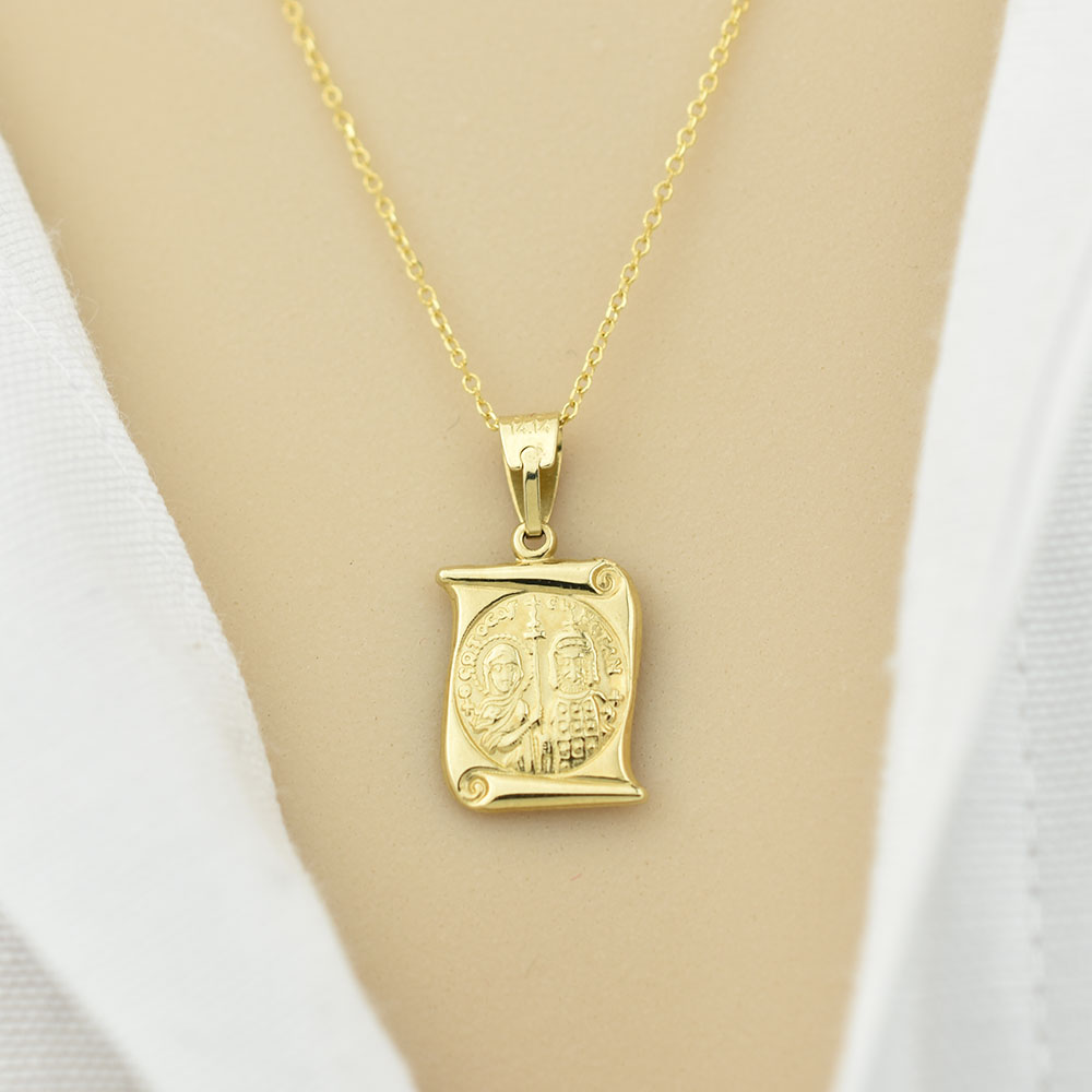 Δίχρωμο Χρυσό Φυλαχτό Κ14 Με Δύο Όψεις